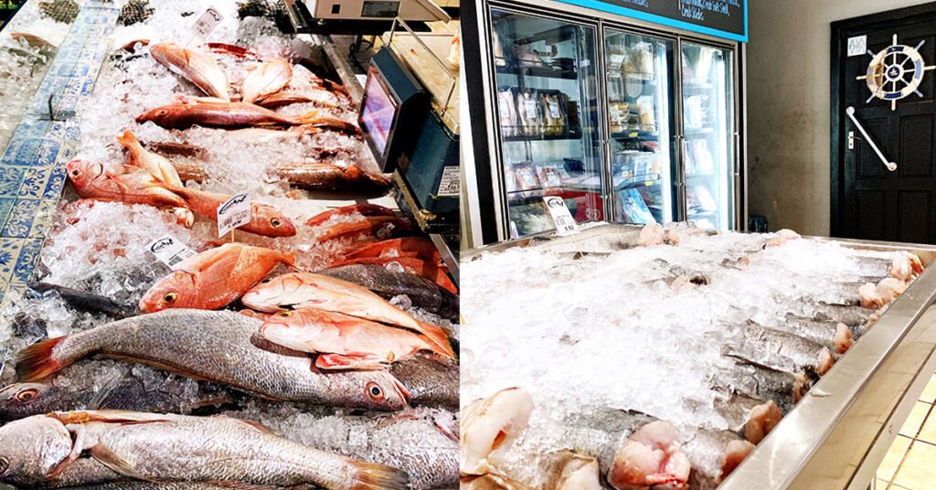 Freshly stocked seafood counter displaying the daily catch at MyFish.