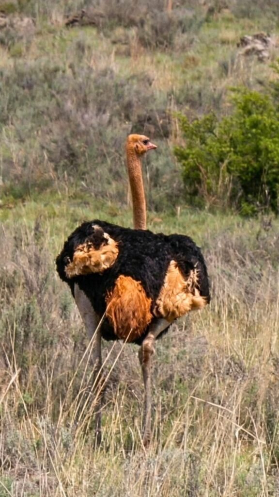 Male ostrich in the Magaliesberg bushveld at Sibani Lodge